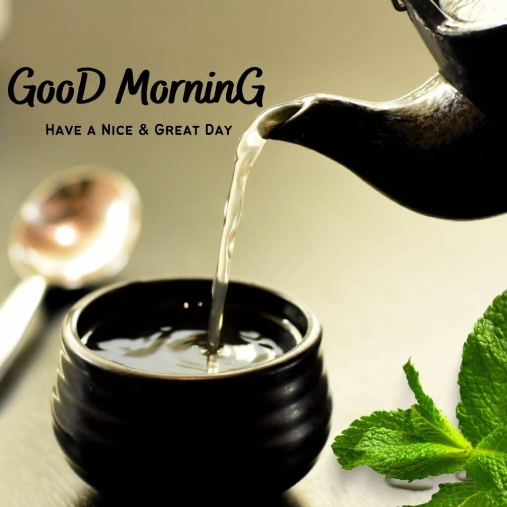Beautiful Good Morning image with morning tea - zero motivational