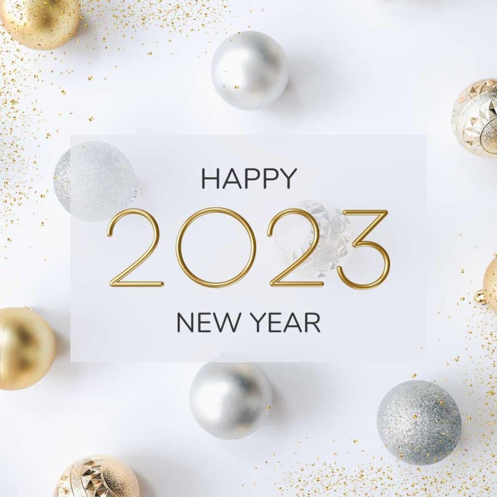 Happy New Year 2023 Images with silver balloons - zero motivational